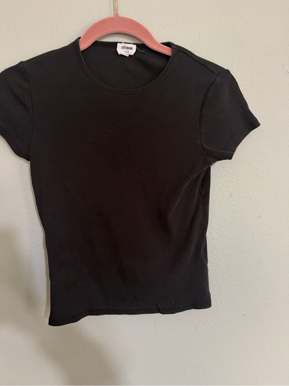 Cotton On Black Ribbed Short Sleeve Tee